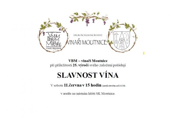 Slavnost vína Moutnice – degustační  lístek zdarma